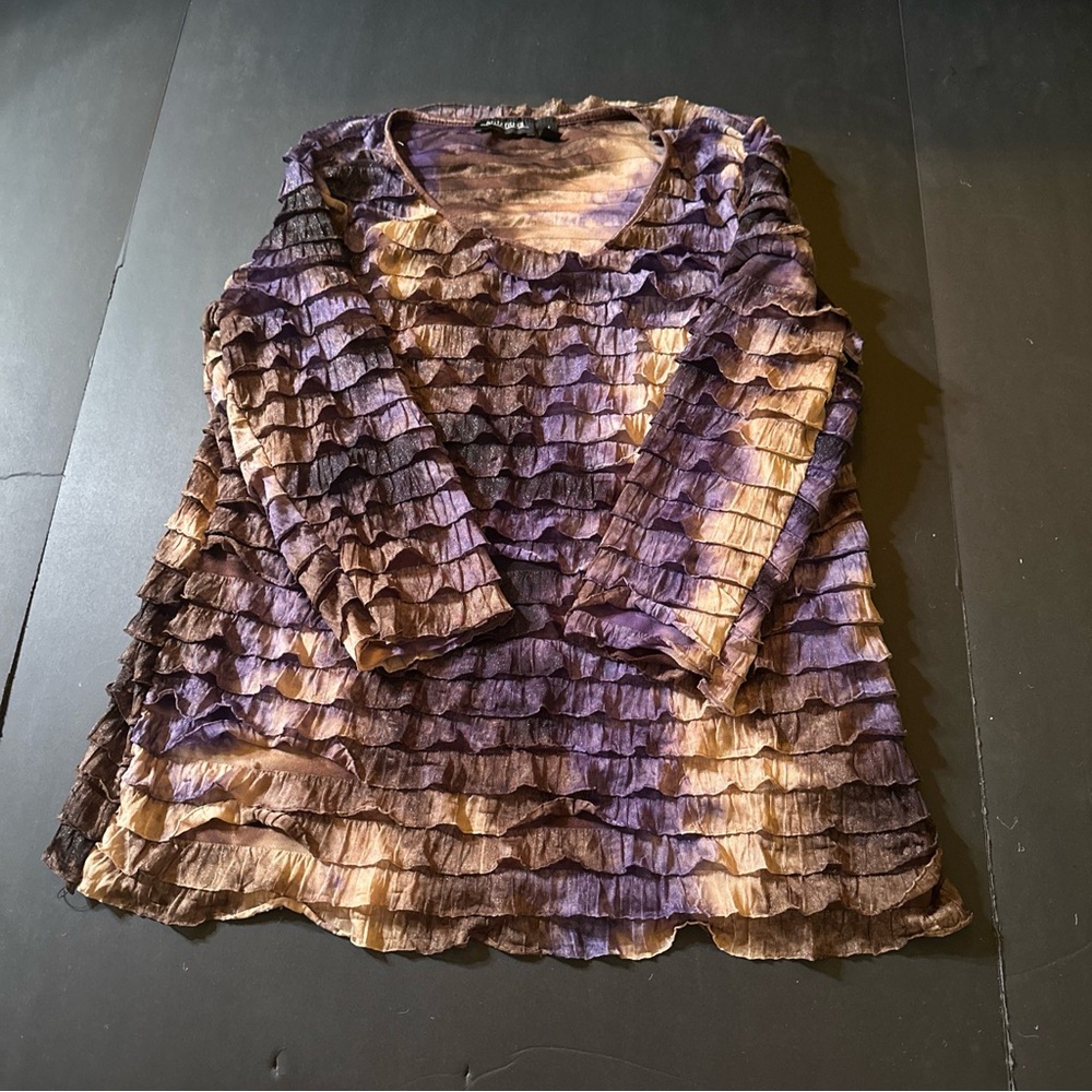 Notations Purple and Brown Textured Blouse